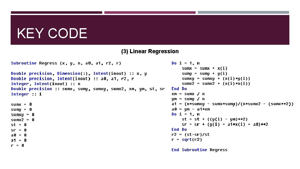 KEY CODE (3) Linear Regression 
