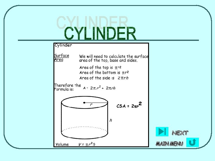 CSA = 2πr 2 