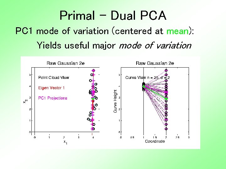 Primal - Dual PCA PC 1 mode of variation (centered at mean): Yields useful