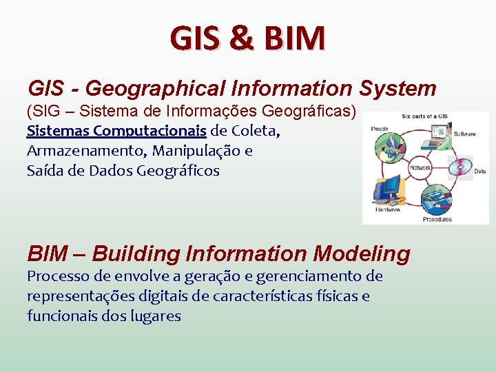 GIS & BIM GIS - Geographical Information System (SIG – Sistema de Informações Geográficas)