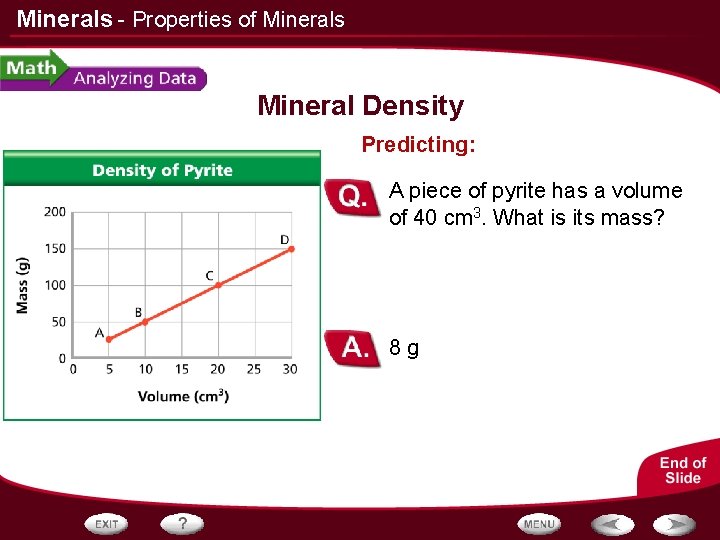 Minerals - Properties of Minerals Mineral Density Predicting: A piece of pyrite has a