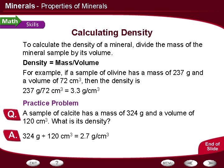 Minerals Table of Contents Properties of Minerals How