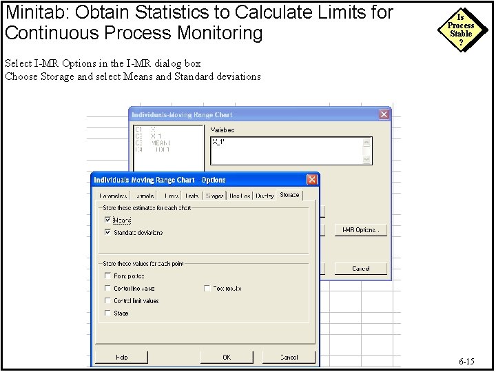 Minitab: Obtain Statistics to Calculate Limits for Continuous Process Monitoring Is Process Stable ?