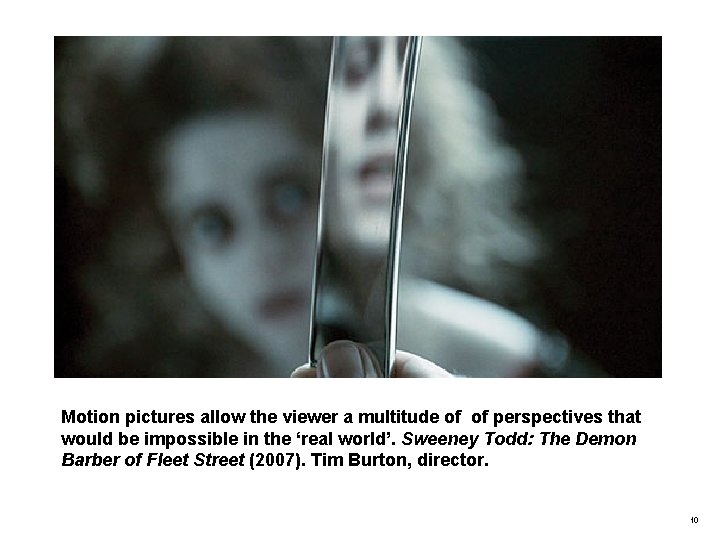 Motion pictures allow the viewer a multitude of of perspectives that would be impossible