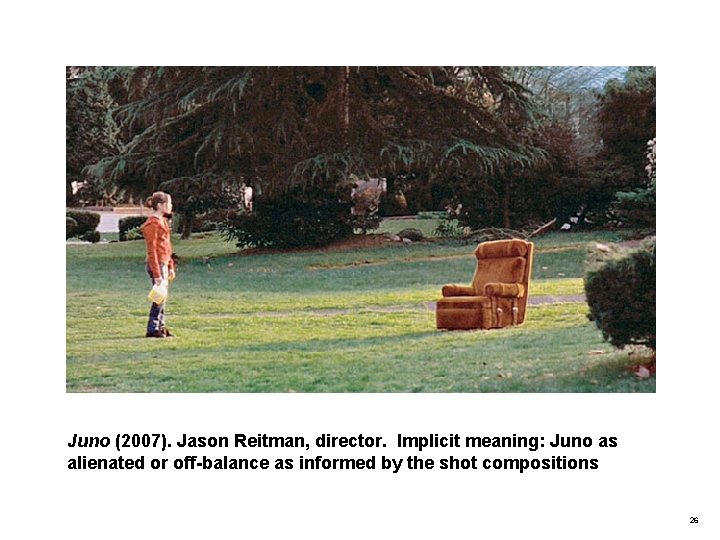 Juno (2007). Jason Reitman, director. Implicit meaning: Juno as alienated or off-balance as informed