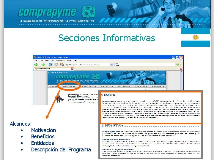 Secciones Informativas Alcances: • Motivación • Beneficios • Entidades • Descripción del Programa 