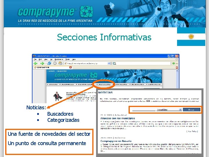 Secciones Informativas Noticias: • Buscadores • Categorizadas Una fuente de novedades del sector Un