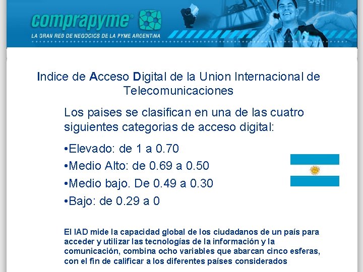 Indice de Acceso Digital de la Union Internacional de Telecomunicaciones Los paises se clasifican