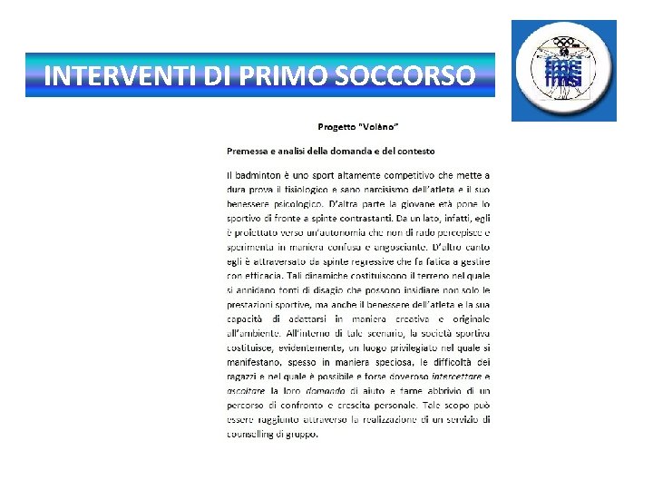 INTERVENTI DI PRIMO SOCCORSO 