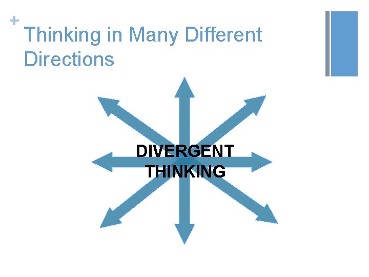 + Thinking in Many Different Directions DIVERGENT THINKING 