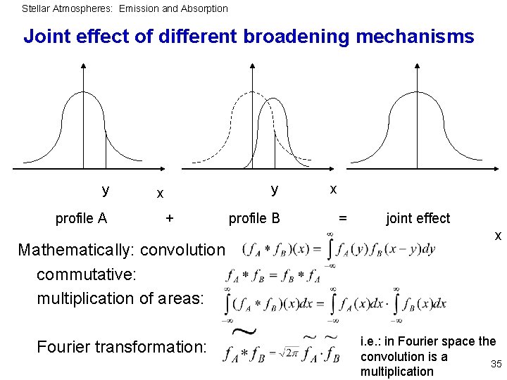 Stellar Atmospheres: Emission and Absorption Joint effect of different broadening mechanisms y profile A