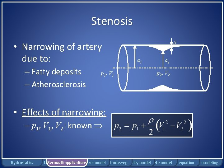 Stenosis • Narrowing of artery due to: – Fatty deposits – Atherosclerosis p 1,