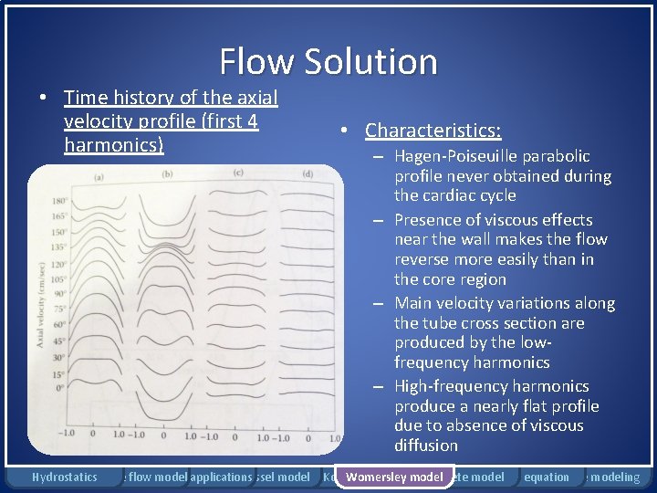 Flow Solution • Time history of the axial velocity profile (first 4 harmonics) •