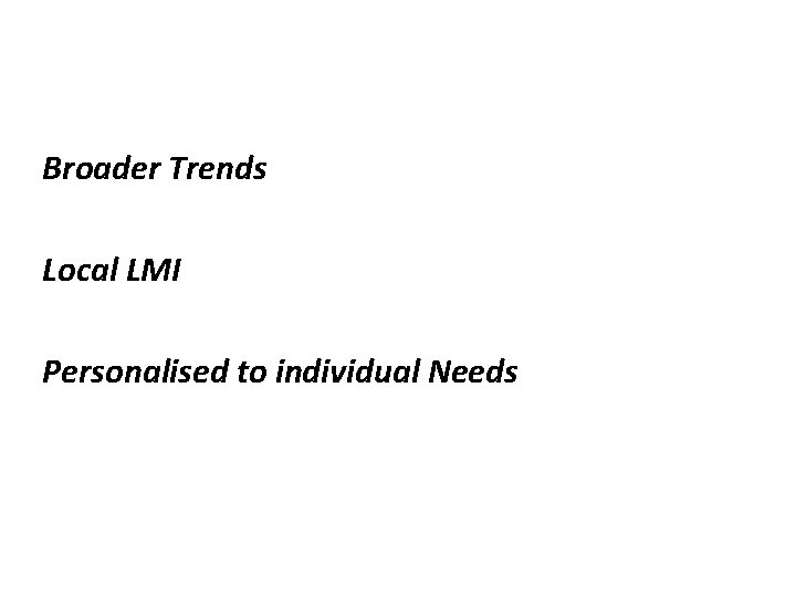 Broader Trends Local LMI Personalised to individual Needs 