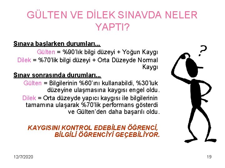 GÜLTEN VE DİLEK SINAVDA NELER YAPTI? Sınava başlarken durumları. . . Gülten = %90’lık