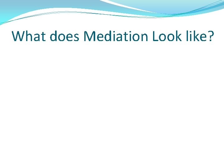 What does Mediation Look like? 