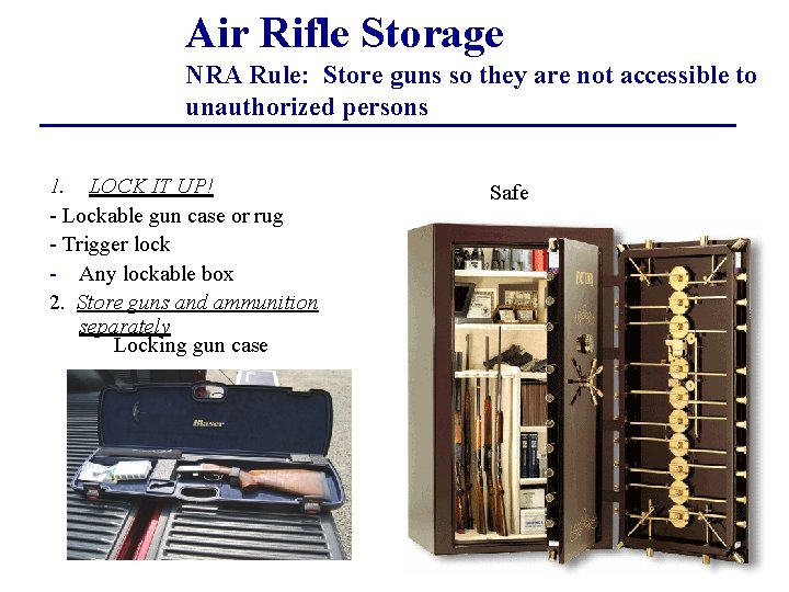 Air Rifle Storage NRA Rule: Store guns so they are not accessible to unauthorized