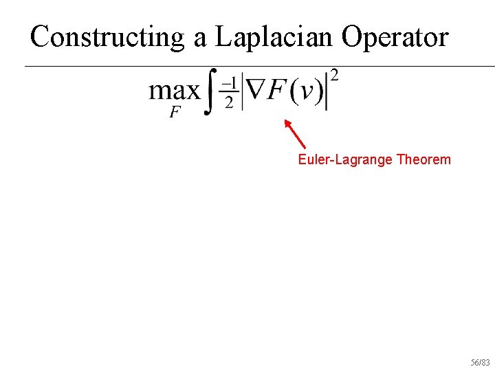 Constructing a Laplacian Operator Euler-Lagrange Theorem 56/83 