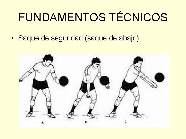 FUNDAMENTOS TÉCNICOS • Saque de seguridad (saque de abajo) 