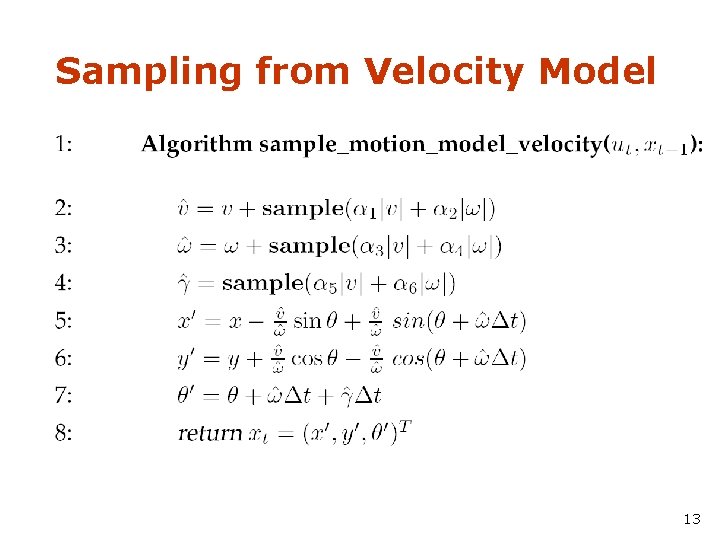 Sampling from Velocity Model 13 