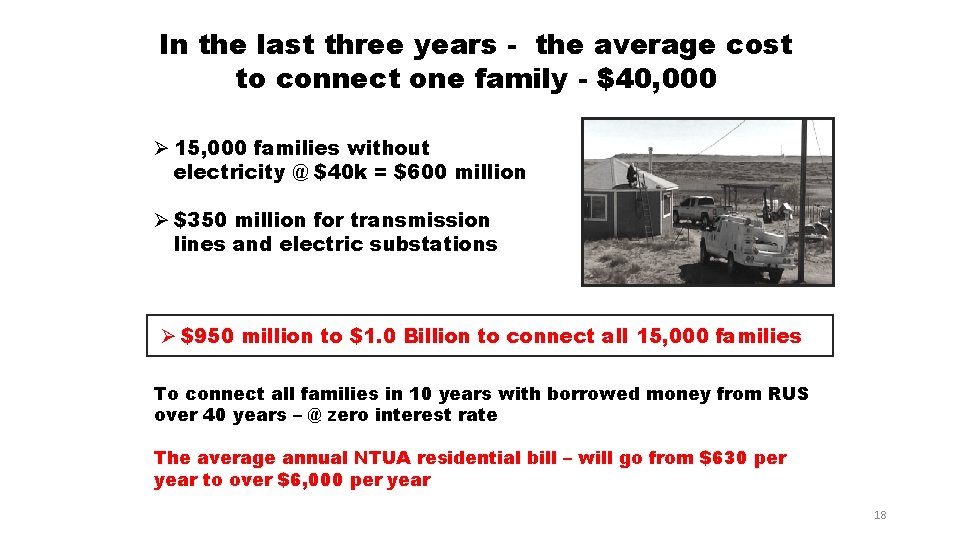 In the last three years - the average cost to connect one family -