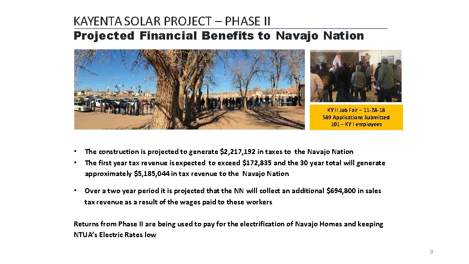 KAYENTA SOLAR PROJECT – PHASE II Projected Financial Benefits to Navajo Nation KY II