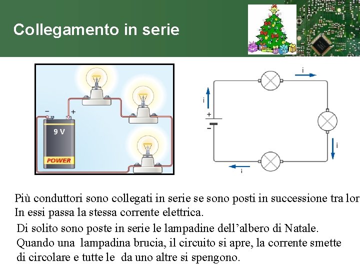 Collegamento in serie Più conduttori sono collegati in serie se sono posti in successione