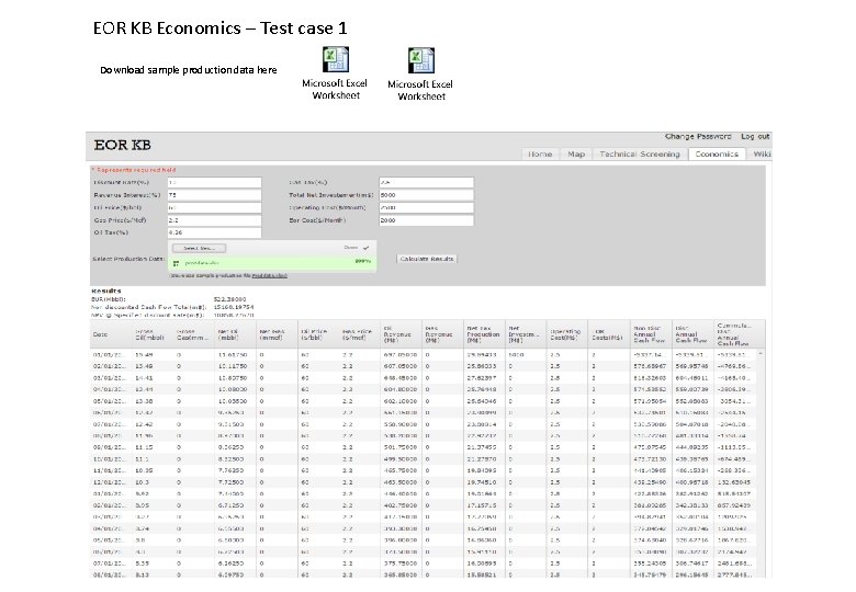 EOR KB Economics – Test case 1 Download sample production data here 