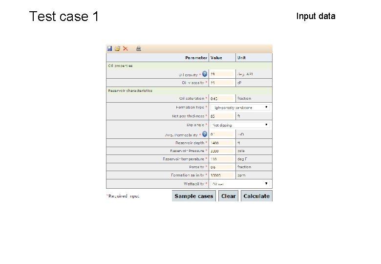 Test case 1 Input data 