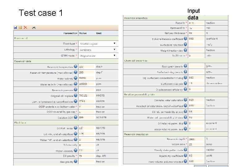 Test case 1 Input data 