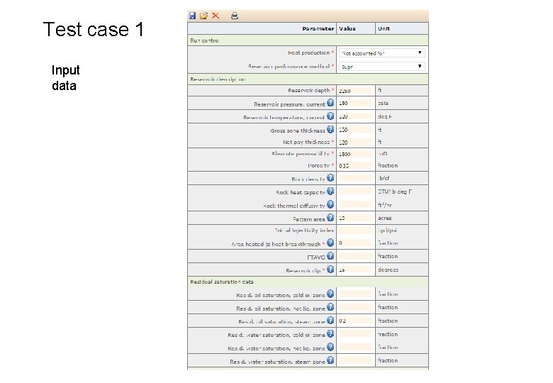 Test case 1 Input data 
