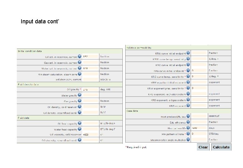 Input data cont’ 