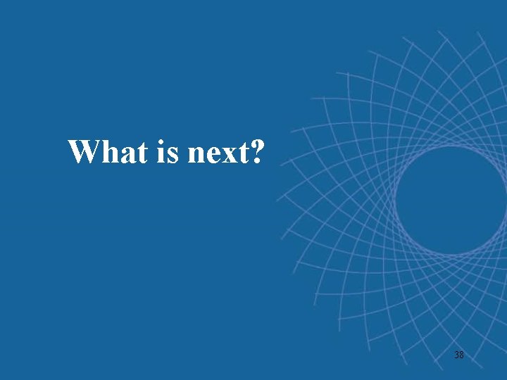 What is next? 38 What is next? 38