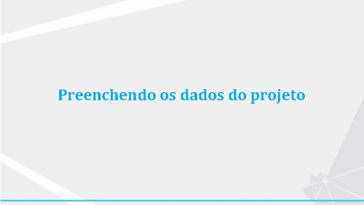 Preenchendo os dados do projeto 