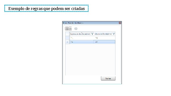 Exemplo de regras que podem ser criadas 