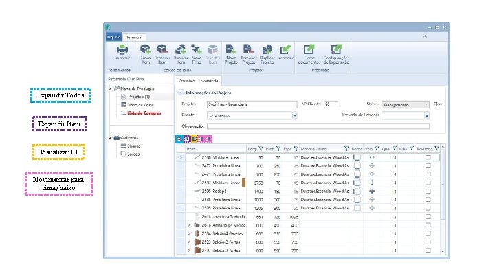 Expandir Todos Expandir Item Visualizar ID Movimentar para cima/baixo 