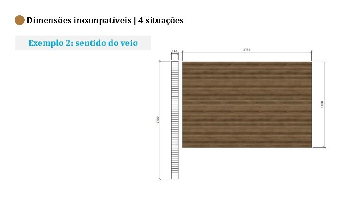 Dimensões incompatíveis | 4 situações Exemplo 2: sentido do veio 