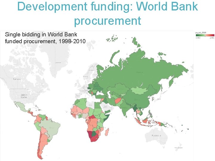 Development funding: World Bank procurement Single bidding in World Bank funded procurement, 1998 -2010