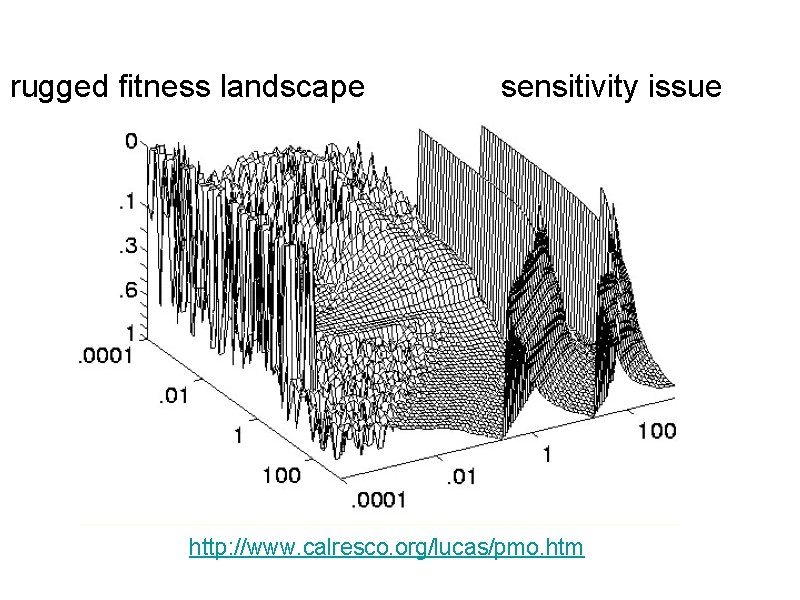 rugged fitness landscape sensitivity issue http: //www. calresco. org/lucas/pmo. htm 