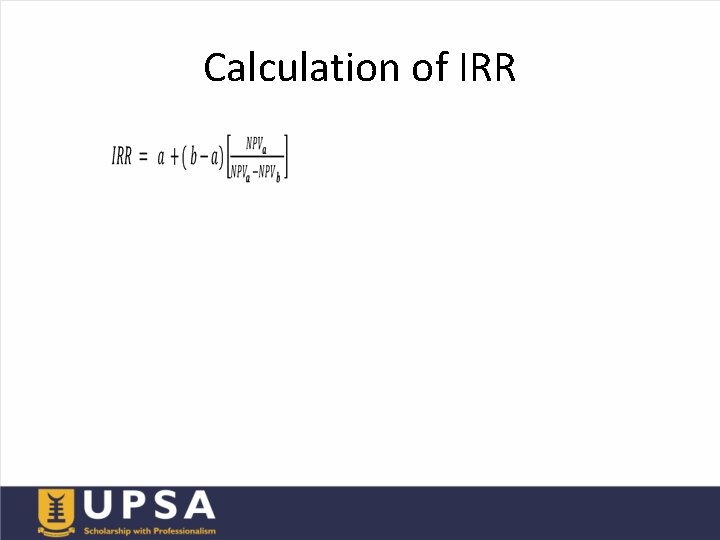 Calculation of IRR 