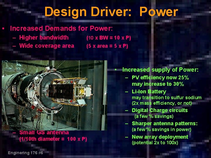 Design Driver: Power • Increased Demands for Power: – Higher bandwidth – Wide coverage