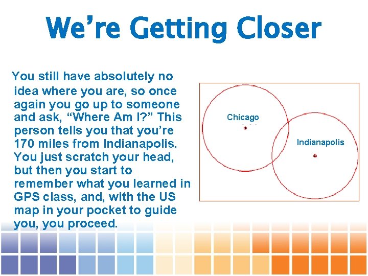 We’re Getting Closer You still have absolutely no idea where you are, so once