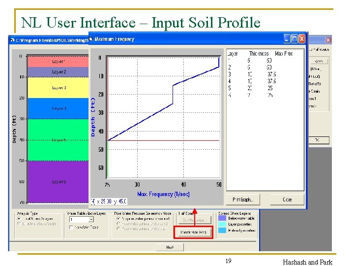 NL User Interface – Input Soil Profile 19 Hashash and Park 
