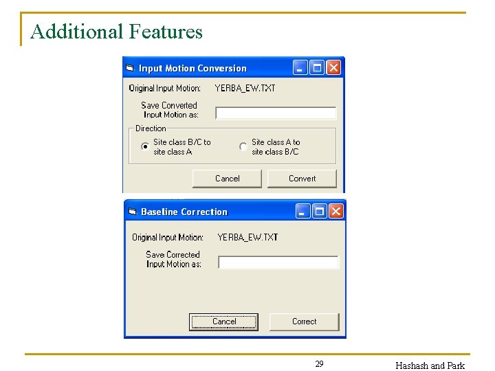 Additional Features 29 Hashash and Park 