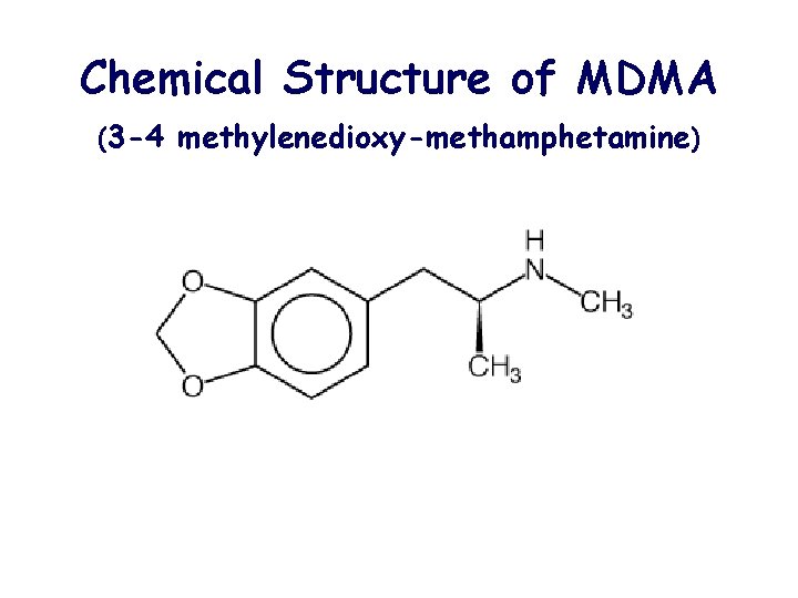 Chemical Structure of MDMA (3 -4 methylenedioxy-methamphetamine) 