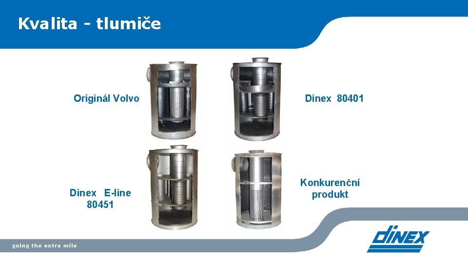 Kvalita - tlumiče Originál Volvo Dinex E-line 80451 Dinex 80401 Konkurenční produkt 