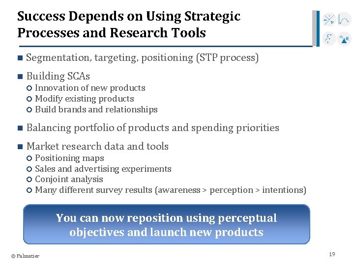 Success Depends on Using Strategic Processes and Research Tools n Segmentation, targeting, positioning (STP
