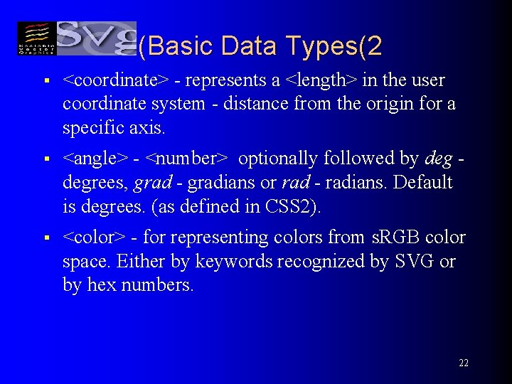 (Basic Data Types(2 § <coordinate> - represents a <length> in the user coordinate system