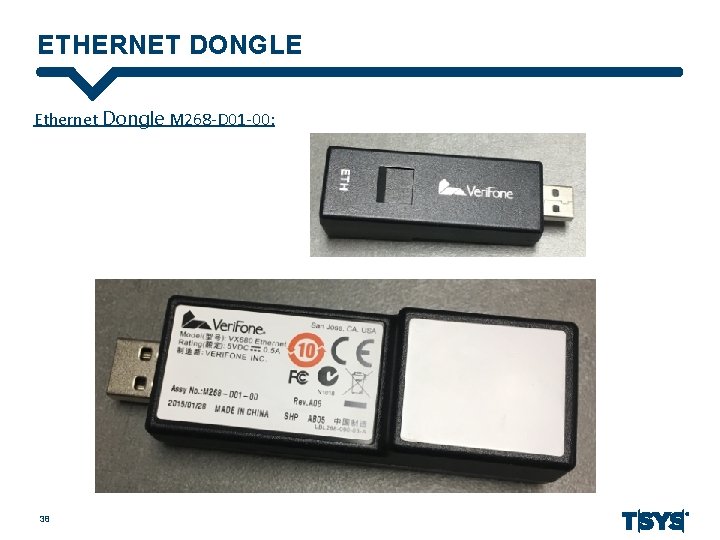 ETHERNET DONGLE Ethernet Dongle M 268 -D 01 -00: 38 