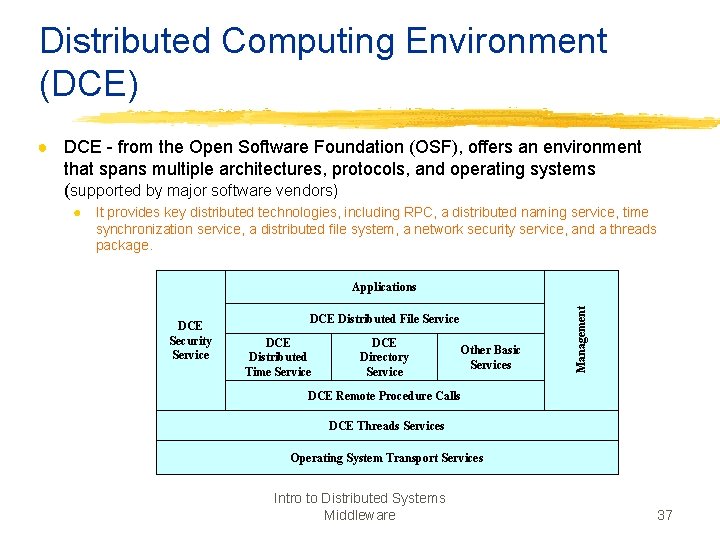 Distributed Computing Environment (DCE) ● DCE - from the Open Software Foundation (OSF), offers